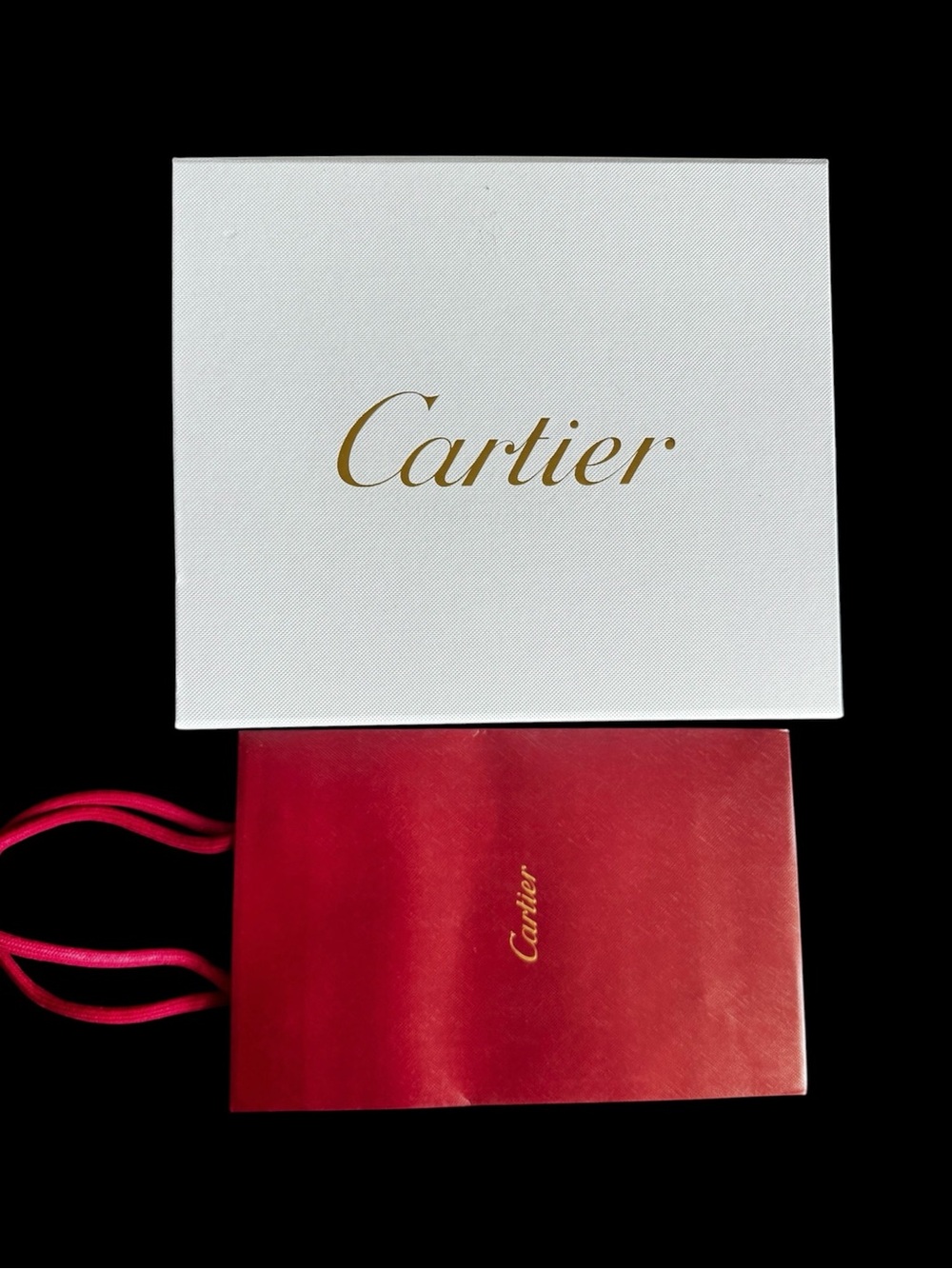 Cartier White Box with Red Shopping Bag